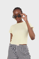 Yellow and ivory lettuce hem top_5