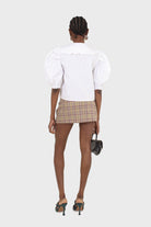 Ivory cropped short sleeved large collar top_6