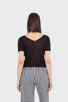 Black twist front knitted short sleeved top_3