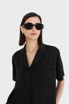 Black satin short sleeve shirt_8