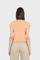 Bright orange sleeveless crewneck knitted tee_6