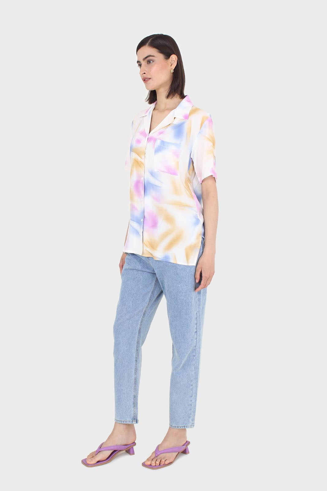 Pink blue and orange tie dye shirt_7