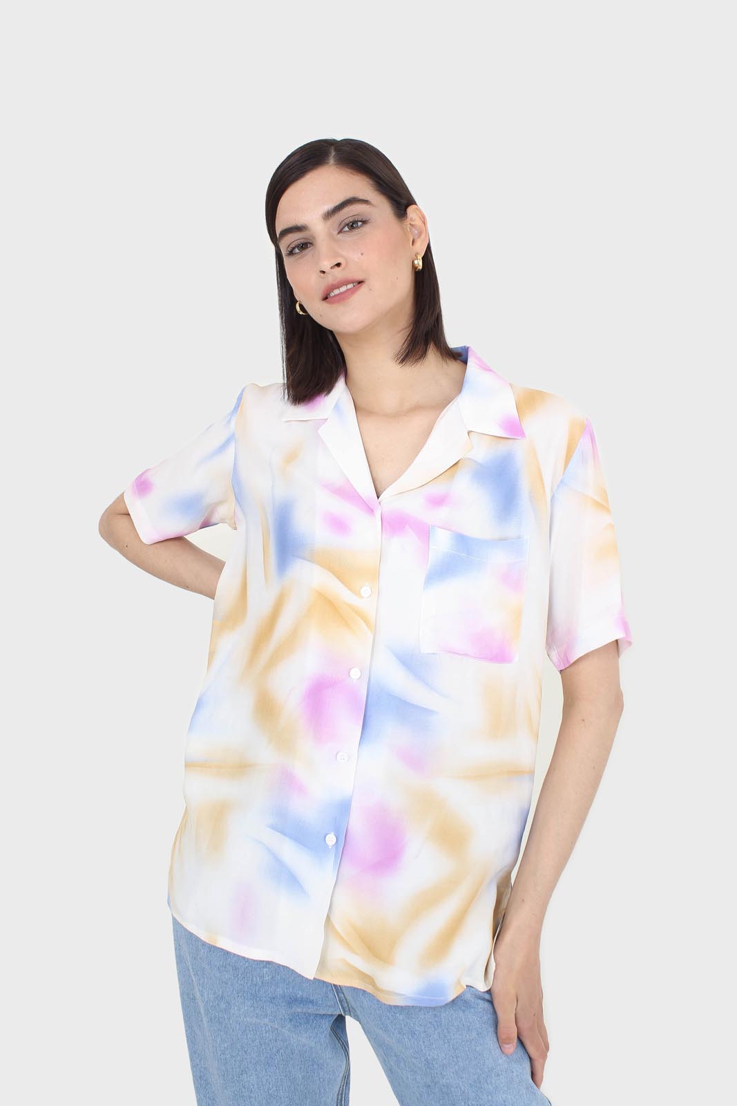 Pink blue and orange tie dye shirt_1