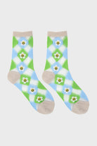 Green and blue diamond smiley daisy sheer socks_3