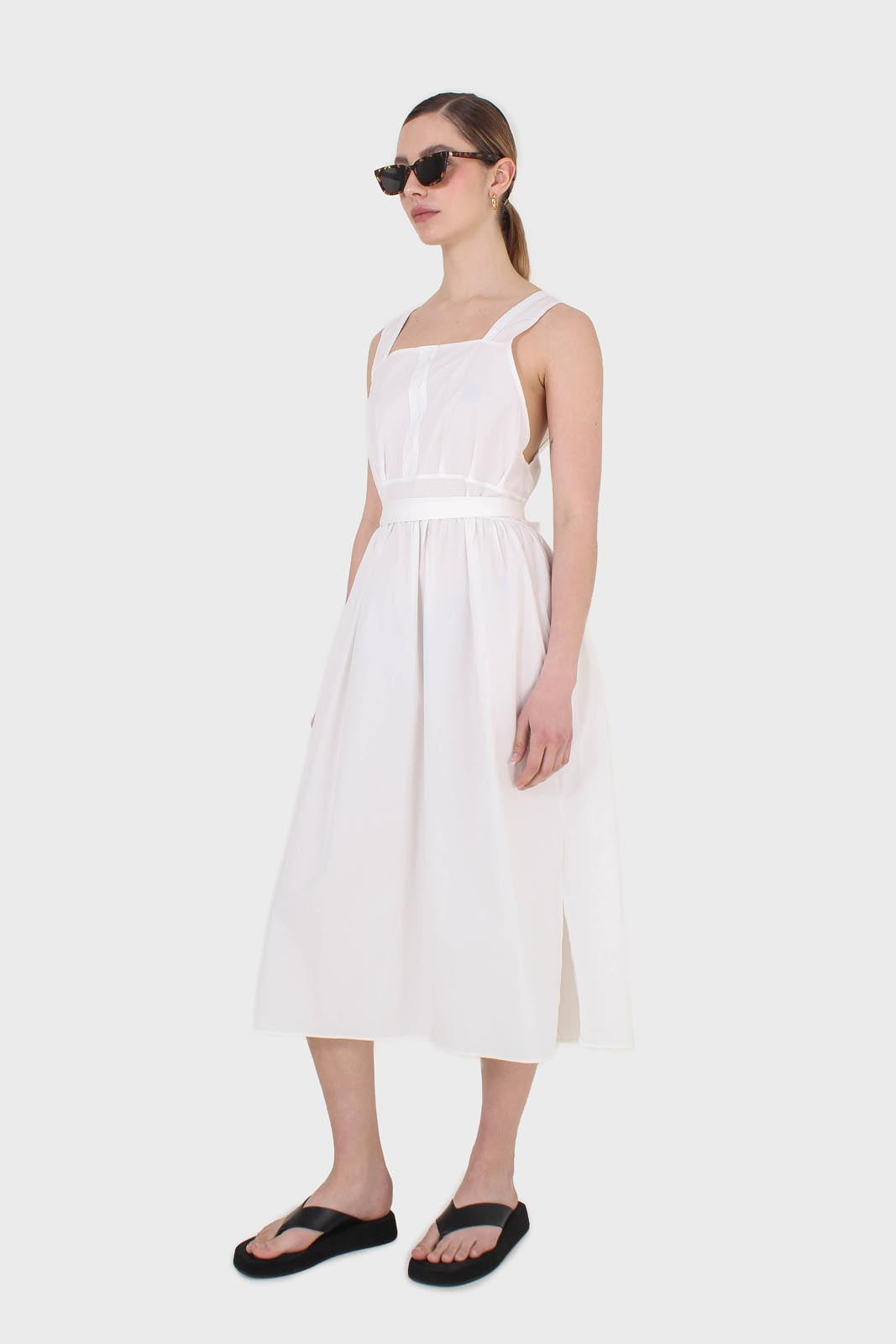 Ivory sleeveless wrap front dress_3