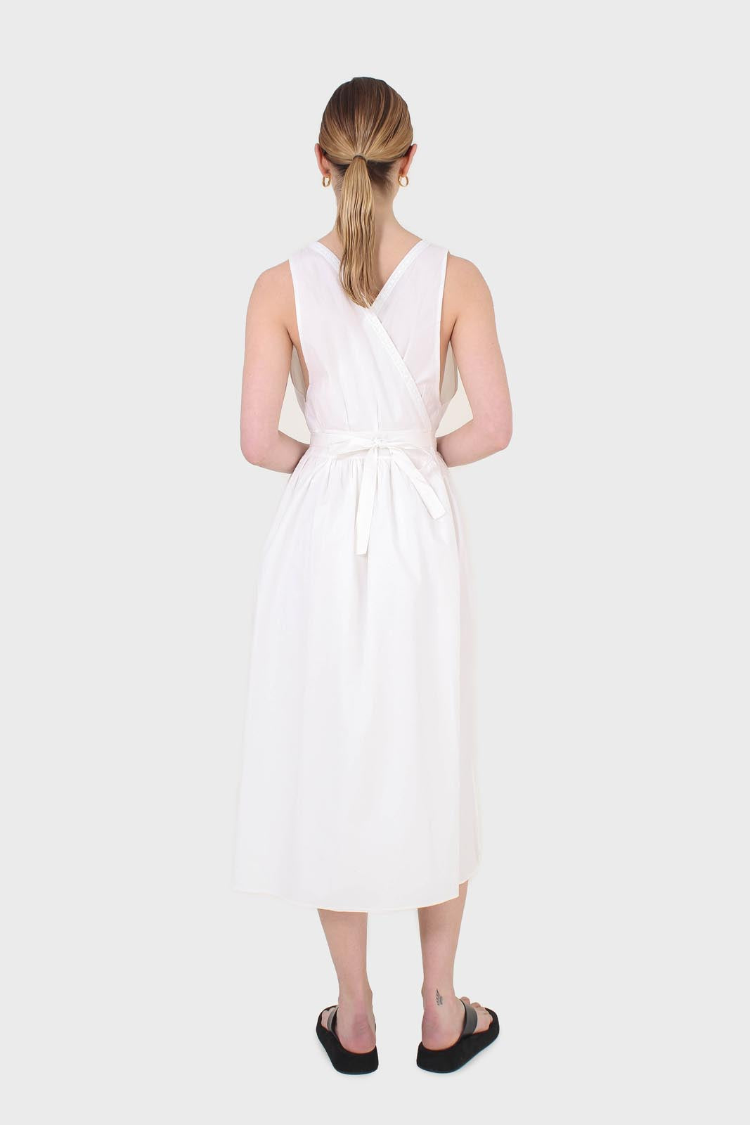 Ivory sleeveless wrap front dress_2