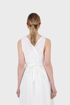 Ivory sleeveless wrap front dress_4