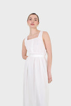 Ivory sleeveless wrap front dress_9