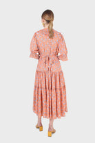 Orange floral printed ruffle dress_2