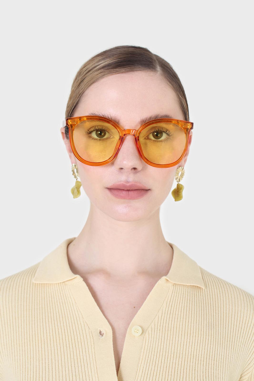 Tangerine and yellow perspex frame sunglasses_2