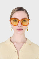 Tangerine and yellow perspex frame sunglasses_2
