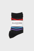 Black rainbow ankle striped sheer socks_4