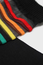 Black rainbow ankle striped sheer socks_2