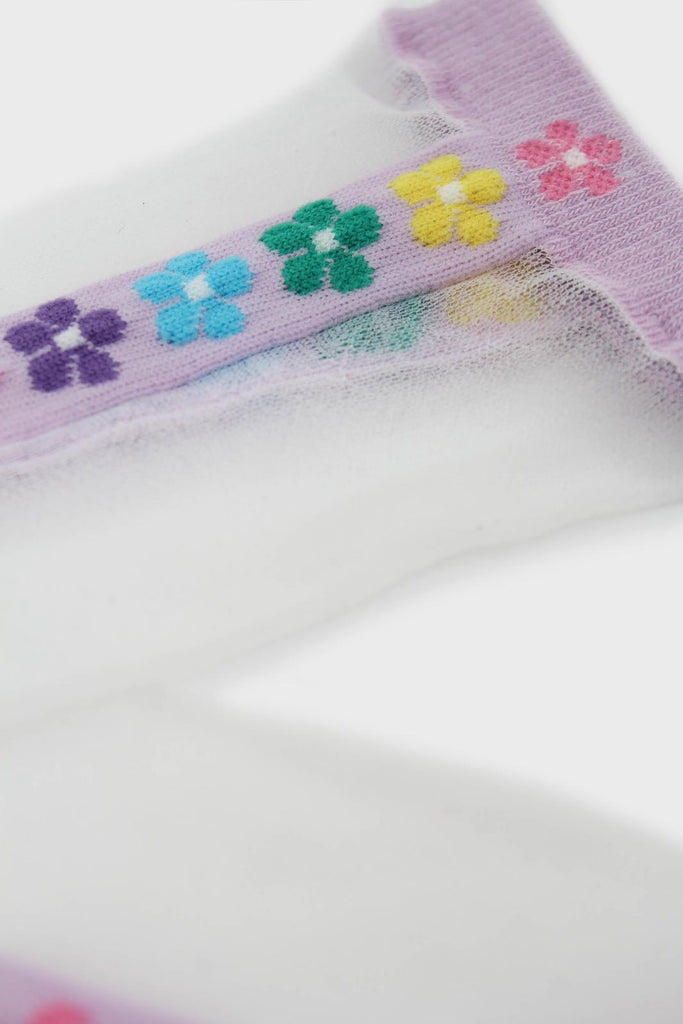 Lilac pastel daisy strip sheer socks_2