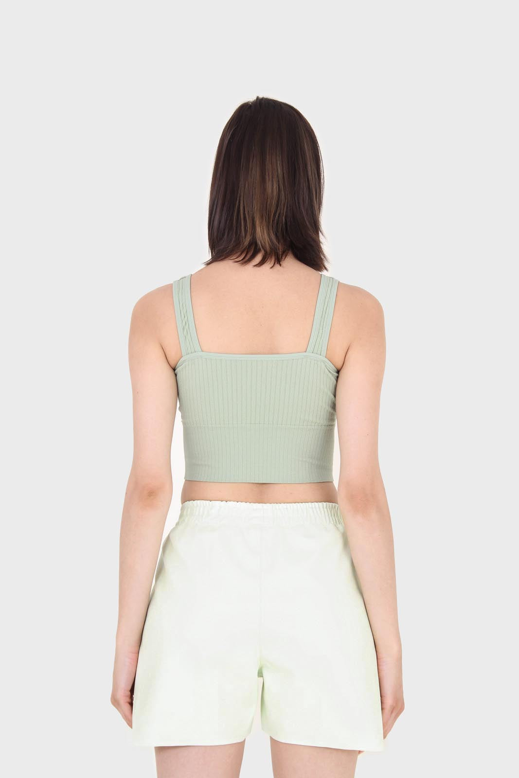 Mint green vegan leather shorts_4