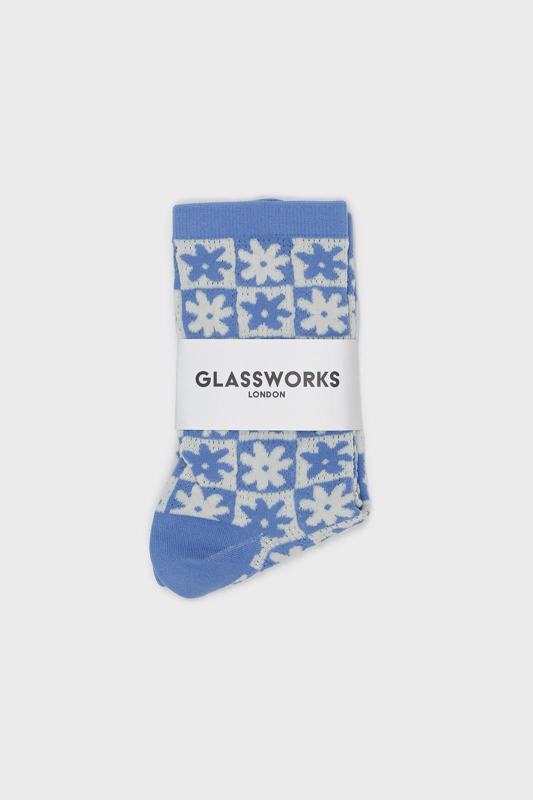 Blue and white daisy checked socks_4