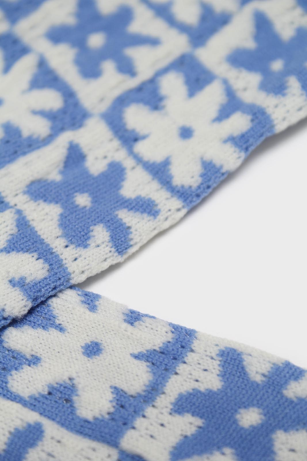 Blue and white daisy checked socks_2