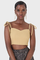 Mustard ruched back tie strap bustier_10