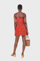 Red floral tie strap mini dress_3