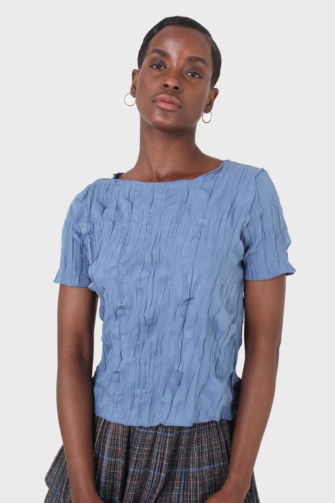 Blue wrinkled short sleeved tee_7