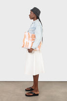 Orange tie dye raw edge canvas tote bag_4