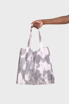 Black tie dye raw edge canvas tote bag_4