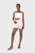 Pale pink denim shorts_9