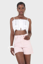 Pale pink denim shorts_7