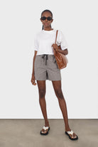 Black and white gingham drawstring shorts_2