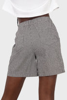 Black and white gingham drawstring shorts_3
