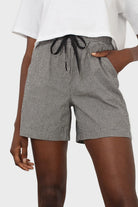 Black and white gingham drawstring shorts_1