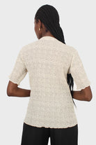 White and black dots micro pleated top_2