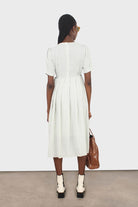 Light green gingham checked side tie midi dress_9