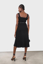 Black square neckline ribbed midi dress_2