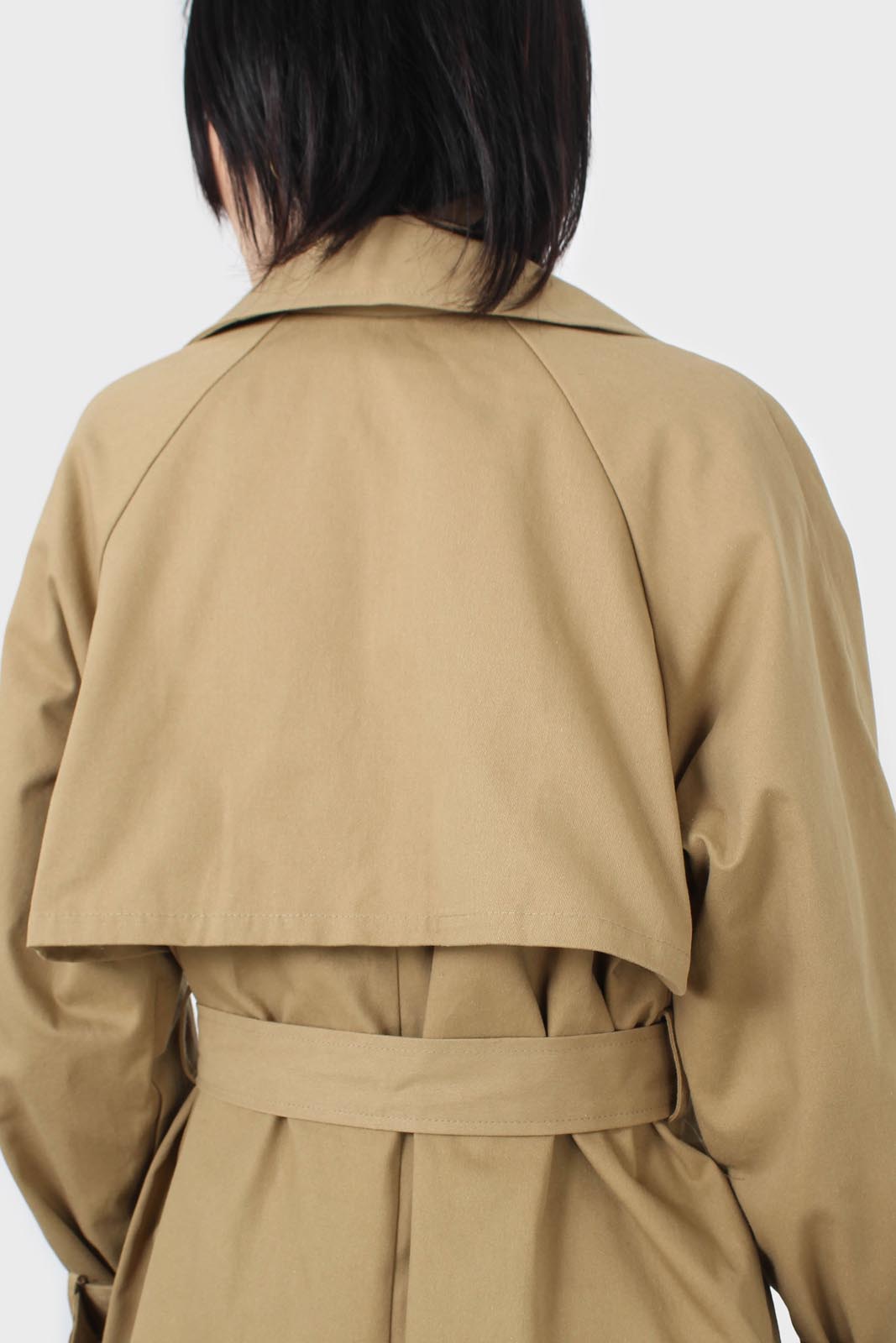 Dark beige single breasted buckle detail trench coat