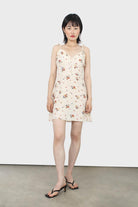 Ivory floral tie strap mini dress_1