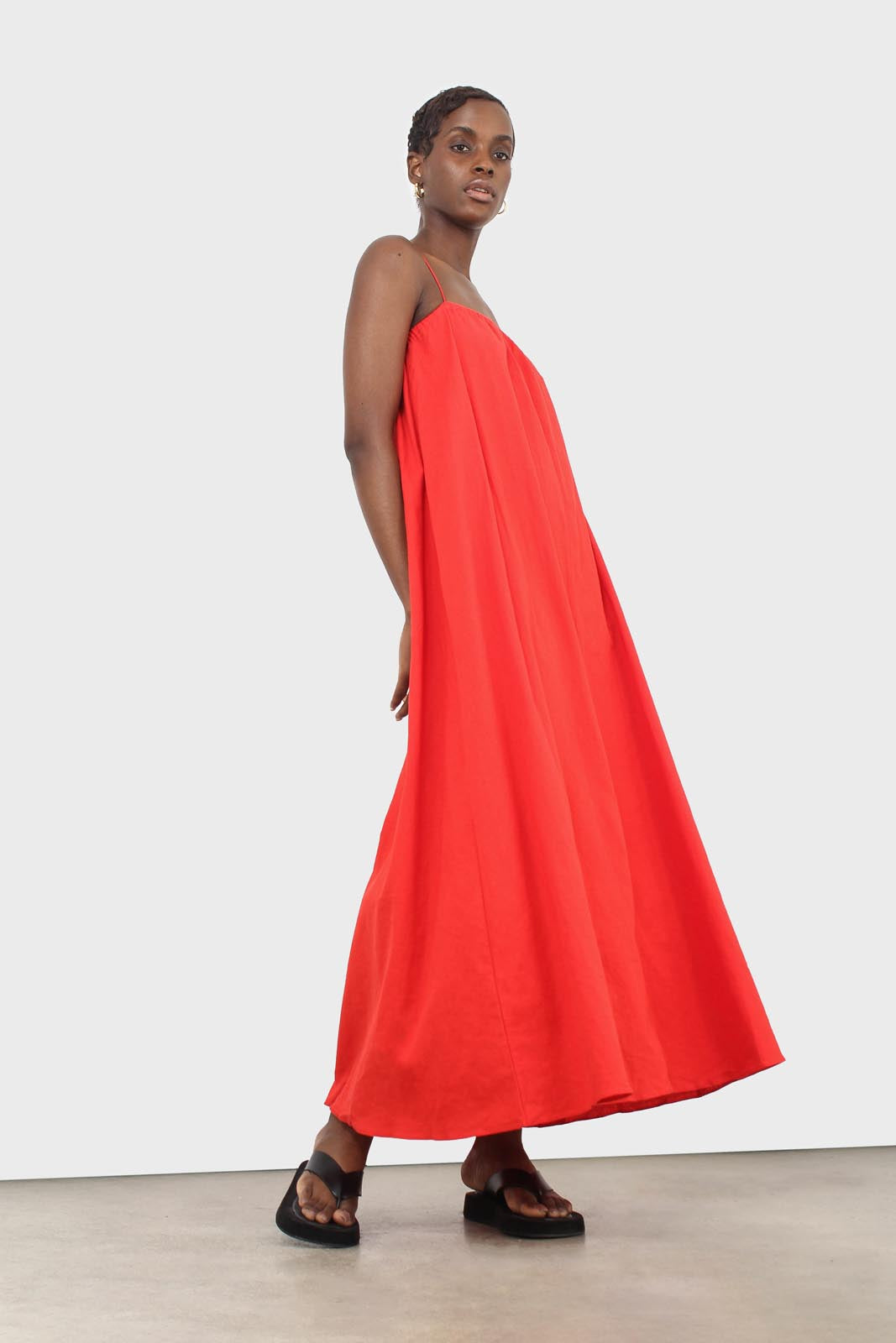 Bright red thin strap maxi dress_2