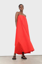 Bright red thin strap maxi dress_9