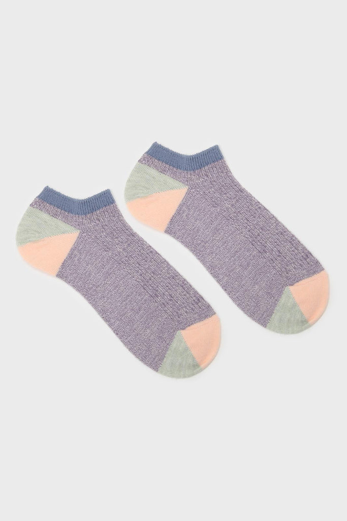 Purple flecked color block ankle socks_3