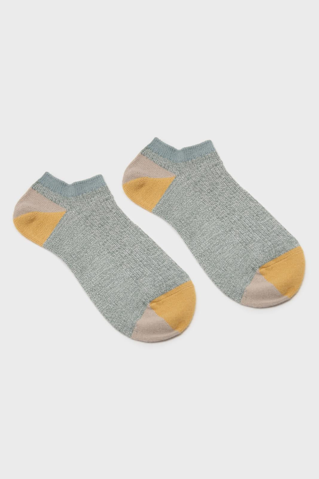 Green flecked color block ankle socks_3