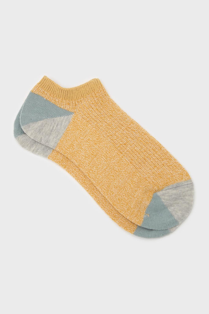 Mustard flecked color block ankle socks_1