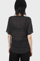 Black and white dots micro pleated top_2