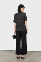 Black and white dots micro pleated top_5
