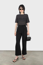 Black and white dots micro pleated top_8