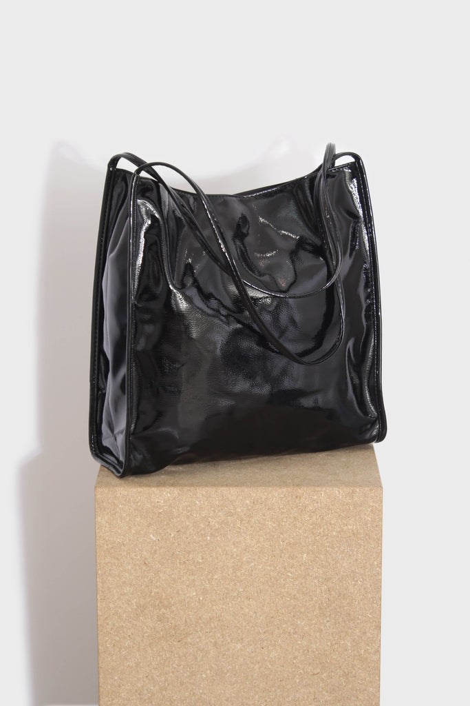 Black high shine PVC tote bag_6