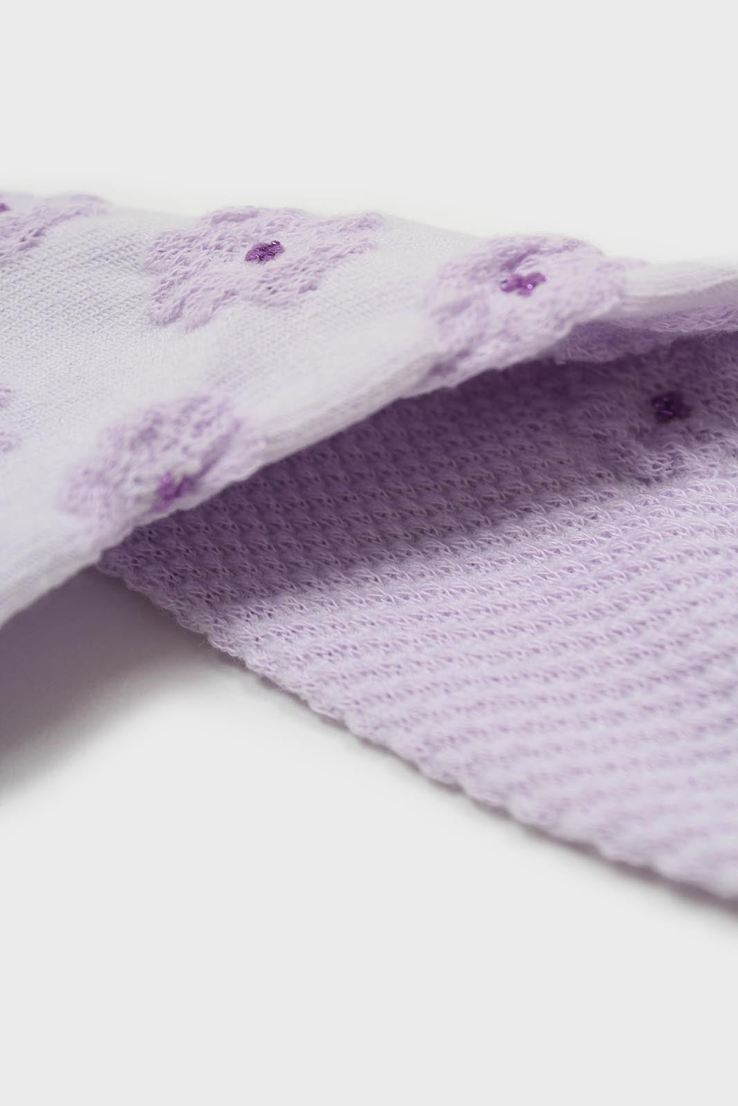 Lilac floral tuft ankle socks_5