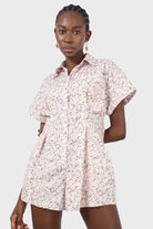 Pink and yellow ditsy floral romper_1