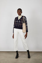 Blue bold checked button up cardigan_5