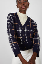 Blue bold checked button up cardigan_1