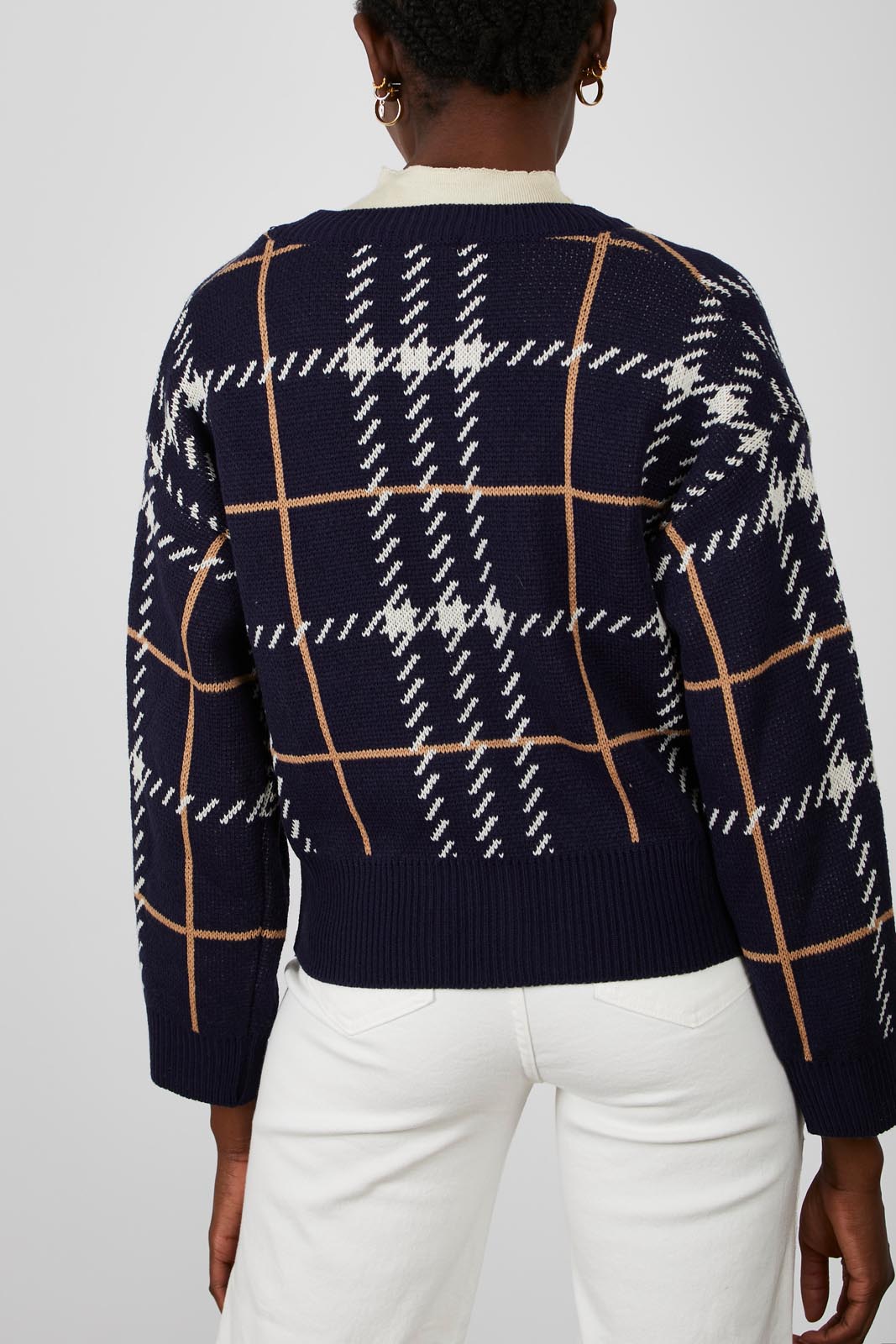 Blue bold checked button up cardigan_4